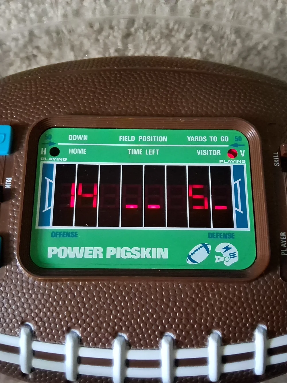 POWER PIGSKIN FOOTBALL 80's Handheld Electronic Tabletop Video Game. Working!